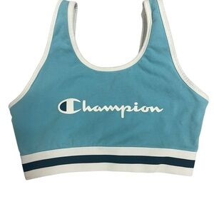 Champion Women's Aqua and White Medium Work-Out Top